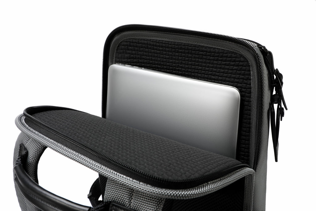 Q-NEXUS Ballistic Nylon & Leather Backpack – 16" MacBook, 3 Compartments, Waterproof