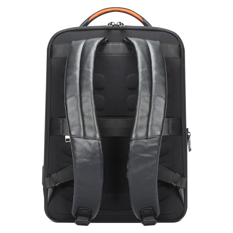 Q-NINJAHOOD Genuine Leather Laptop Backpack – USB Charging, TSA Lay-Flat & Breathable Back Support