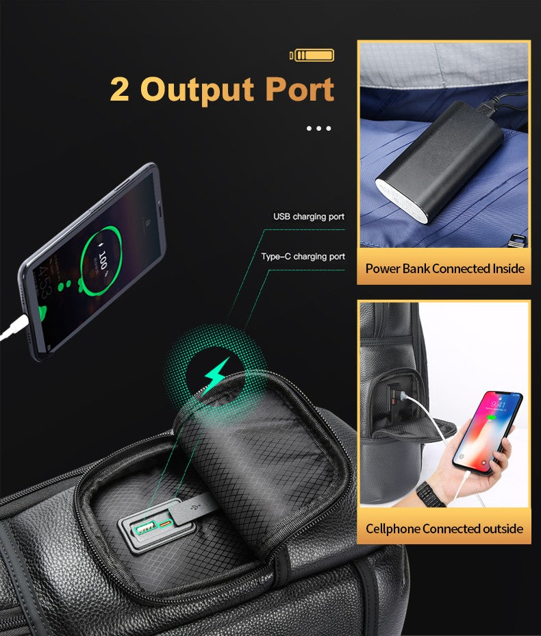 Q-NOTORIOUS Genuine Leather Backpack – Anti-Theft, USB Charging, TSA Lay-Flat & Slim Fit