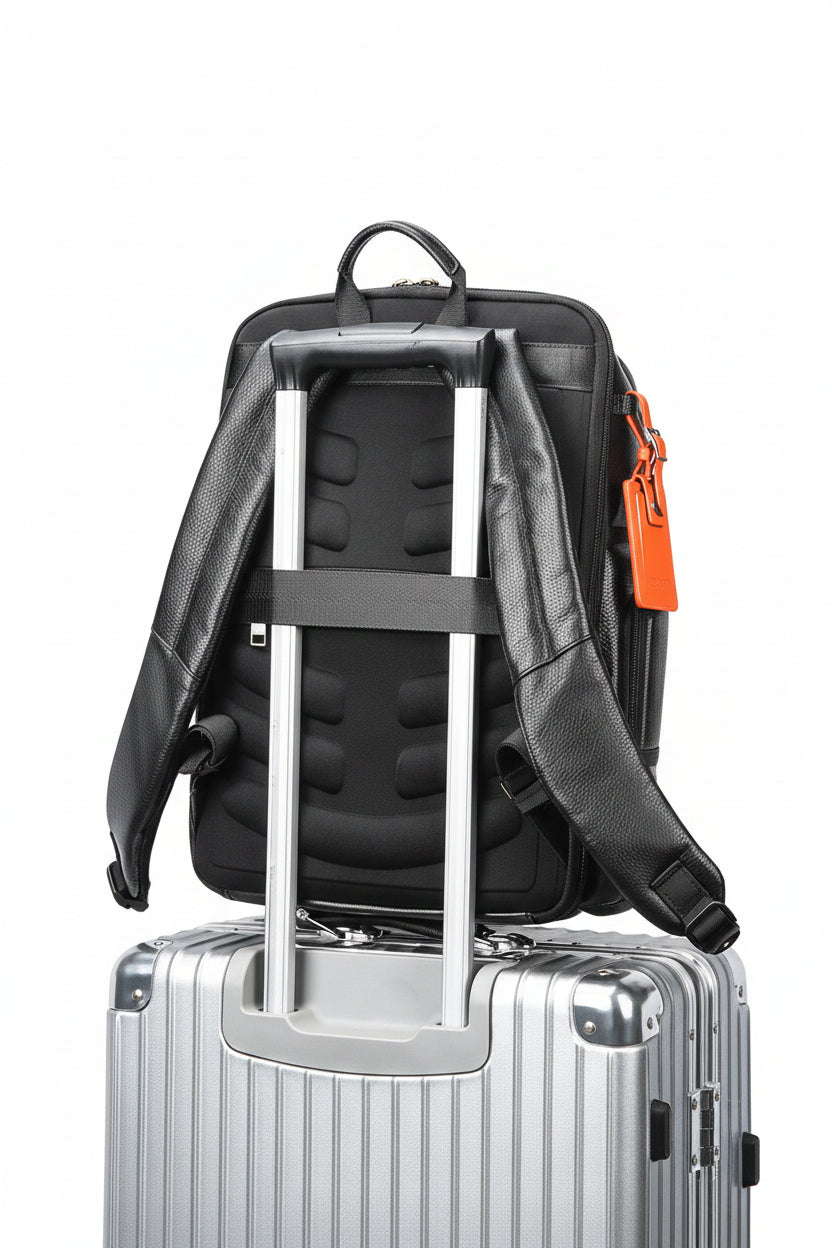 Q-NOTORIOUS Genuine Leather Backpack – Anti-Theft, USB Charging, TSA Lay-Flat & Slim Fit