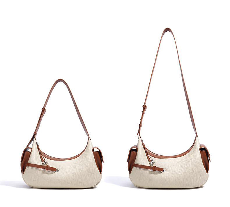 Q-PERLA Genuine Cowhide Leather Shoulder Bag for Women – Waterproof Minimalist Design