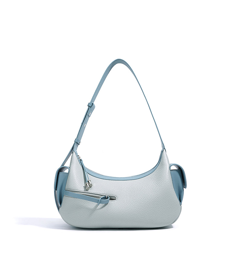 Q-PERLA Genuine Cowhide Leather Shoulder Bag for Women – Waterproof Minimalist Design
