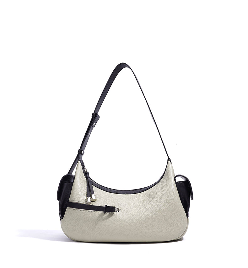 Q-PERLA Genuine Cowhide Leather Shoulder Bag for Women – Waterproof Minimalist Design