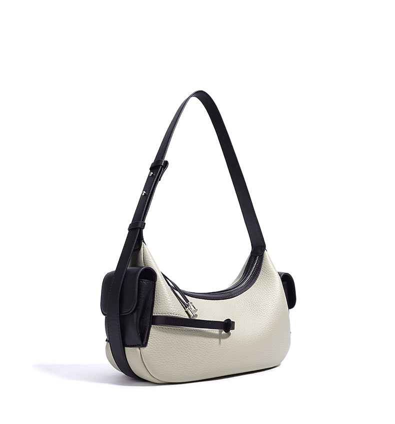 Q-PERLA Genuine Cowhide Leather Shoulder Bag for Women – Waterproof Minimalist Design