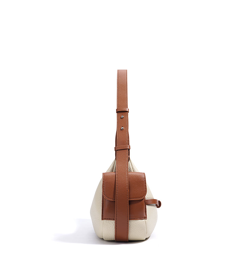Q-PERLA Genuine Cowhide Leather Shoulder Bag for Women – Waterproof Minimalist Design