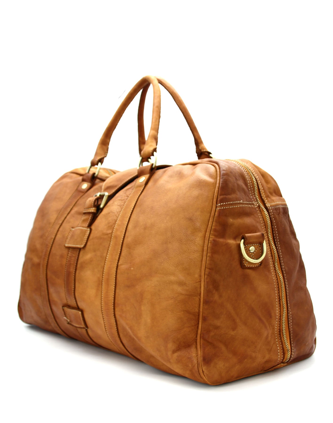 Q-ROVE Italian Leather Duffel Bag – Washed Calfskin, Water-Resistant & Large Capacity
