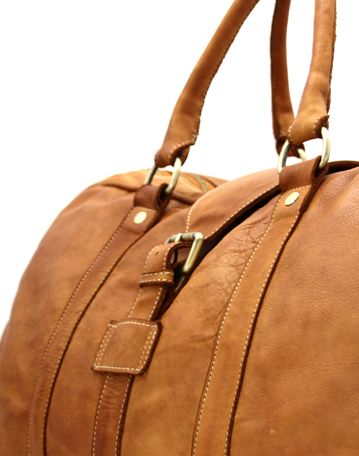 Q-ROVE Italian Leather Duffel Bag – Washed Calfskin, Water-Resistant & Large Capacity