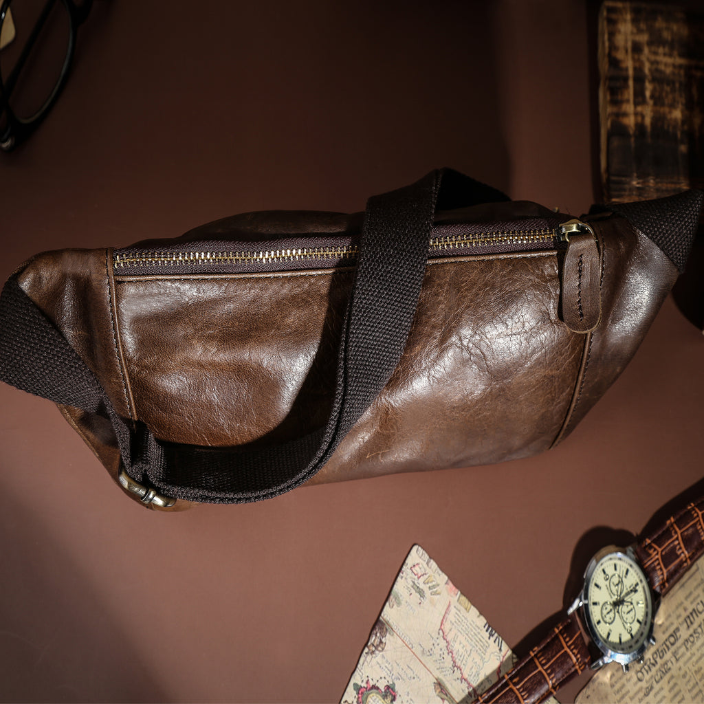 Q-RAPTOR Genuine Leather Crossbody Chest Bag & Waist Pack for Men