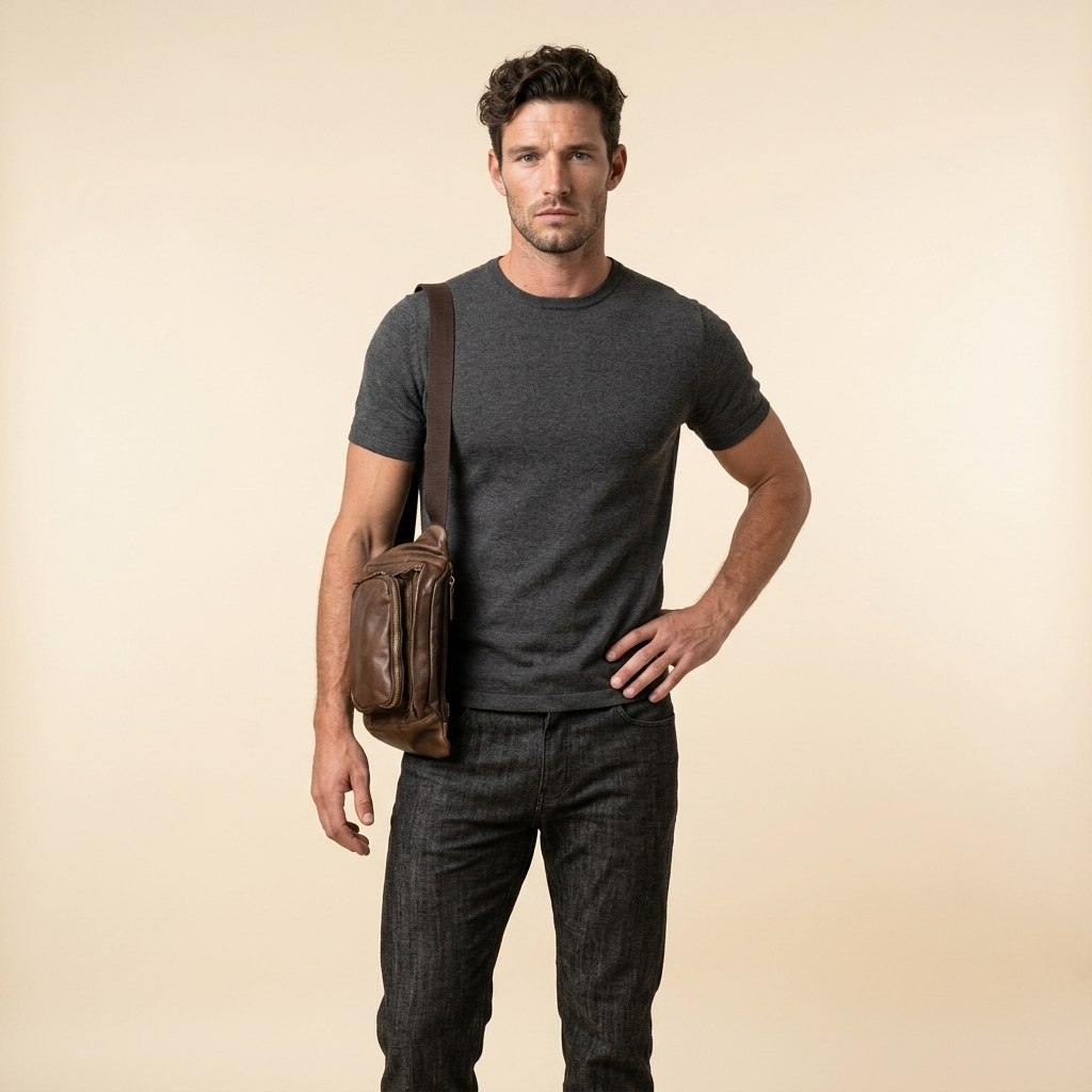 Q-RAPTOR Genuine Leather Crossbody Chest Bag & Waist Pack for Men