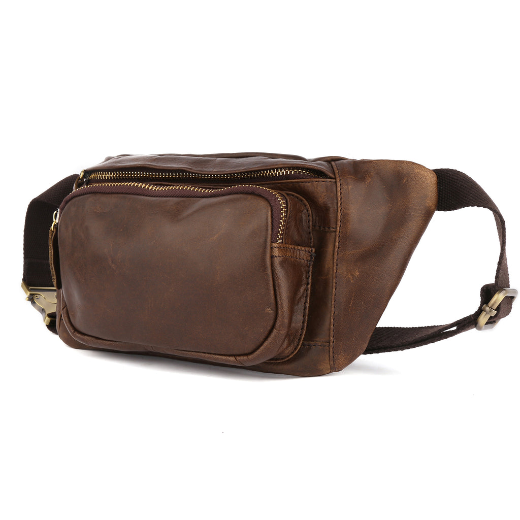 Q-RAPTOR Genuine Leather Crossbody Chest Bag & Waist Pack for Men