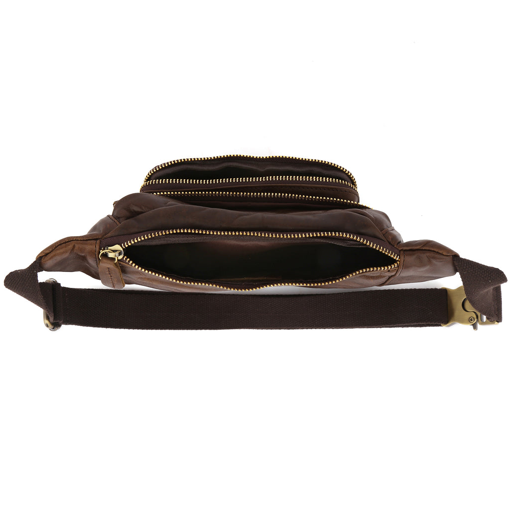 Q-RAPTOR Genuine Leather Crossbody Chest Bag & Waist Pack for Men