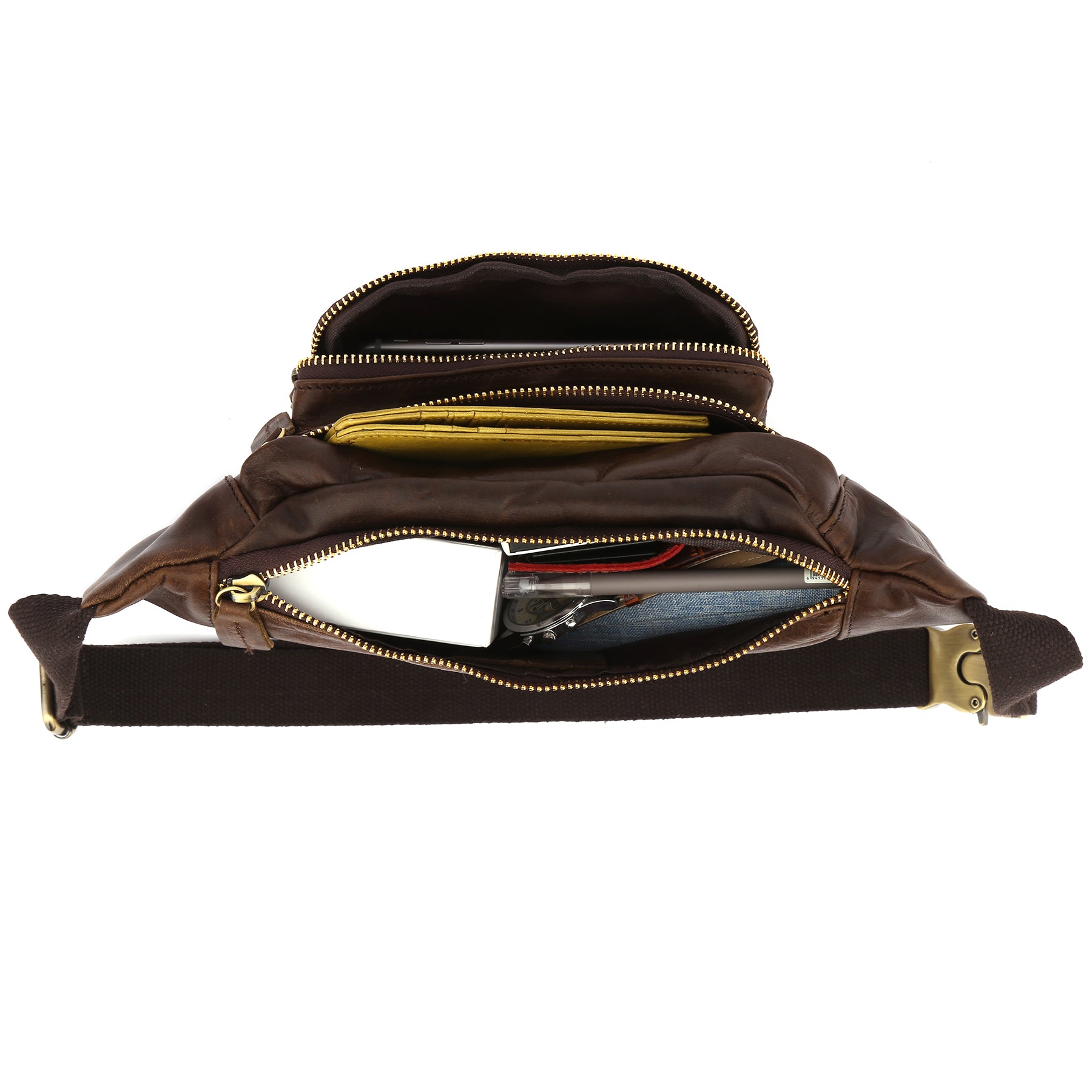 Q-RAPTOR Genuine Leather Crossbody Chest Bag & Waist Pack for Men