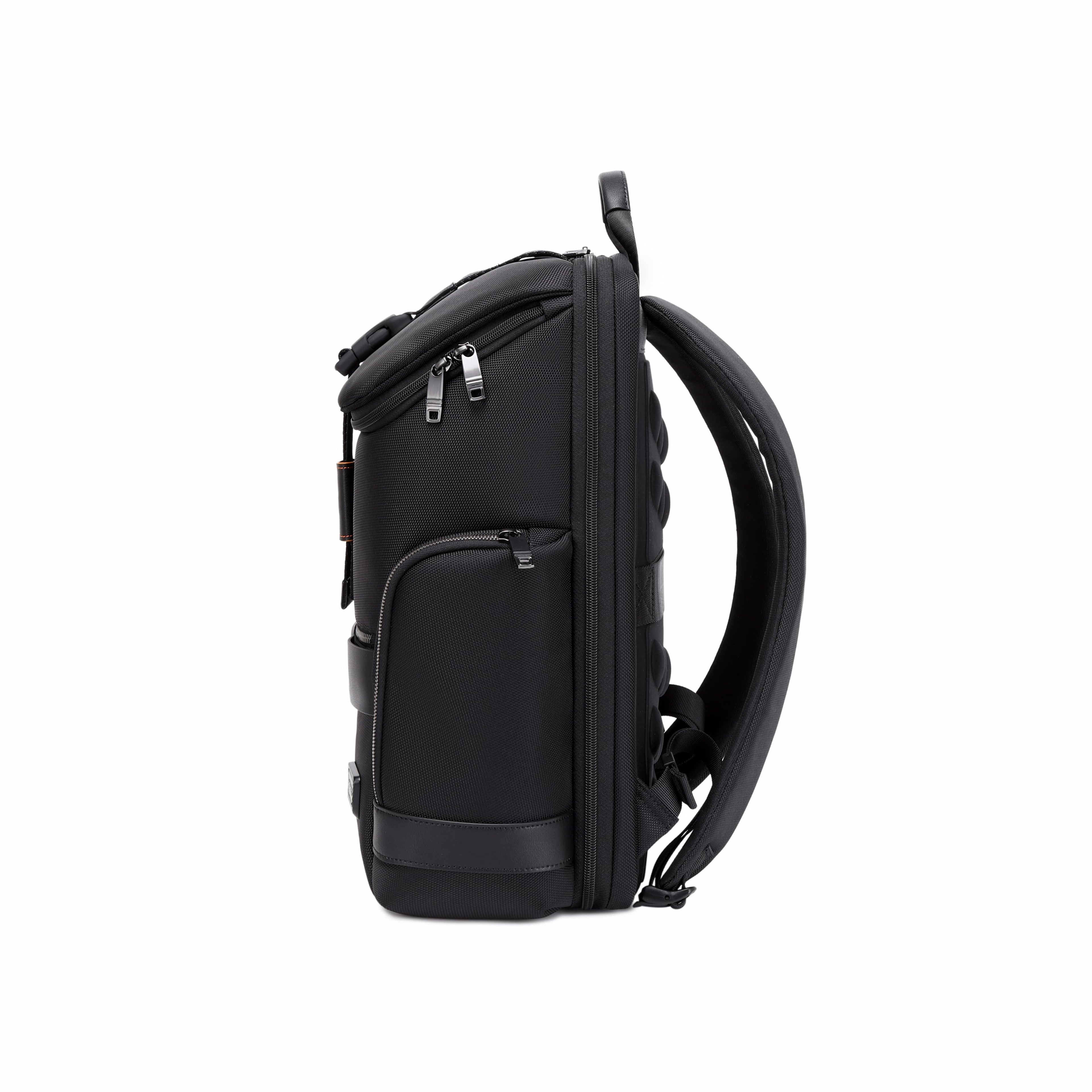 Black backpack on a white background