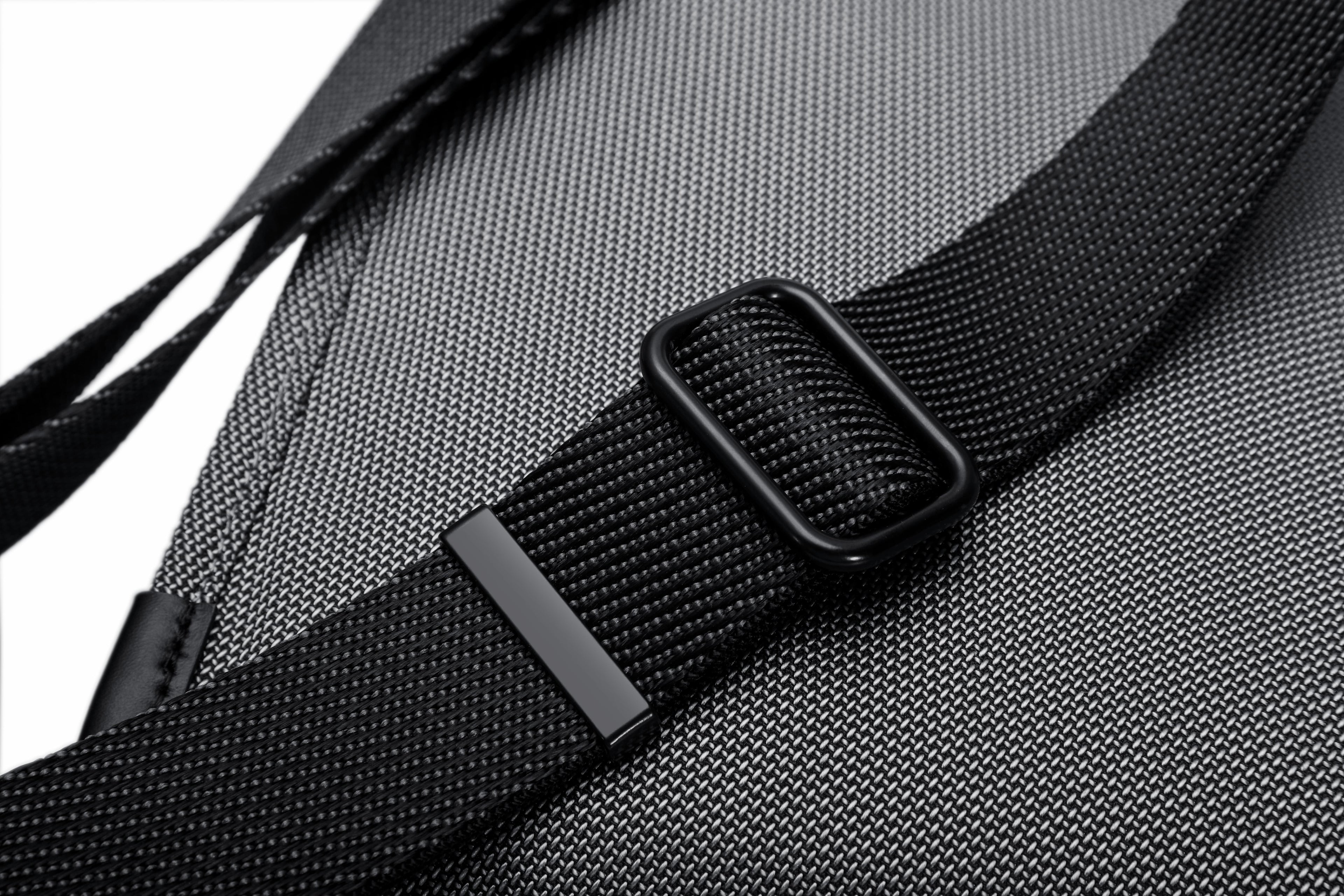 Q-SARTORIA Ballistic Nylon & Genuine Leather Crossbody Bag – Slim Minimalist Shoulder Bag for Travel & Everyday Carry