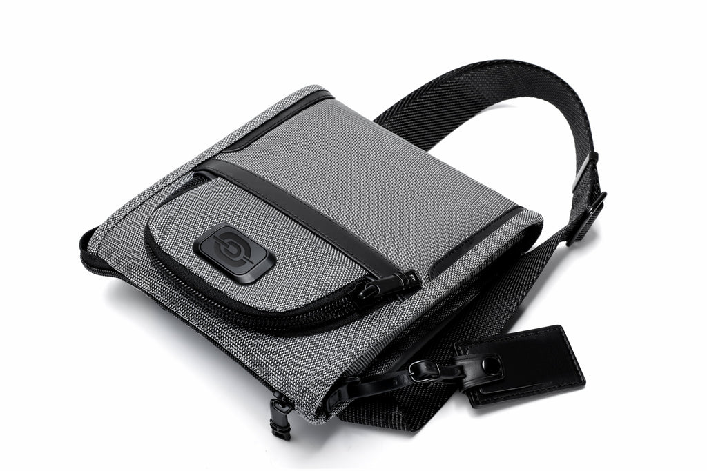 Q-SARTORIA Ballistic Nylon & Genuine Leather Crossbody Bag – Slim Minimalist Shoulder Bag for Travel & Everyday Carry