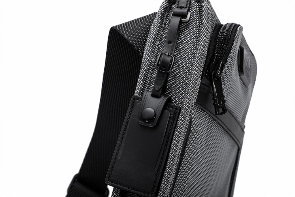 Q-SARTORIA Ballistic Nylon & Genuine Leather Crossbody Bag – Slim Minimalist Shoulder Bag for Travel & Everyday Carry