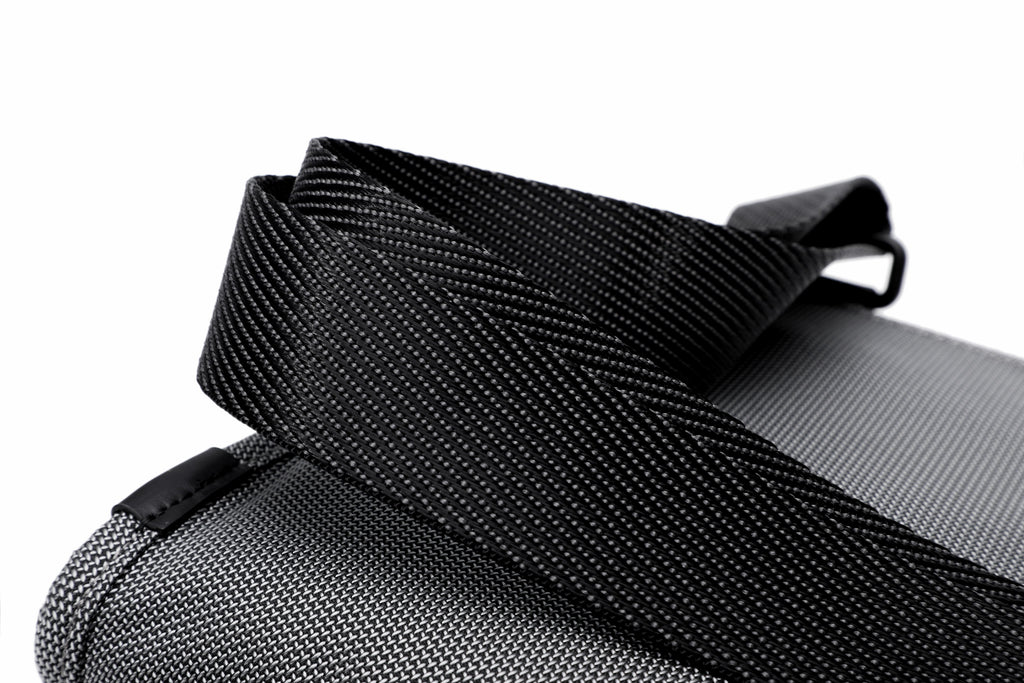 Q-SARTORIA Ballistic Nylon & Genuine Leather Crossbody Bag – Slim Minimalist Shoulder Bag for Travel & Everyday Carry