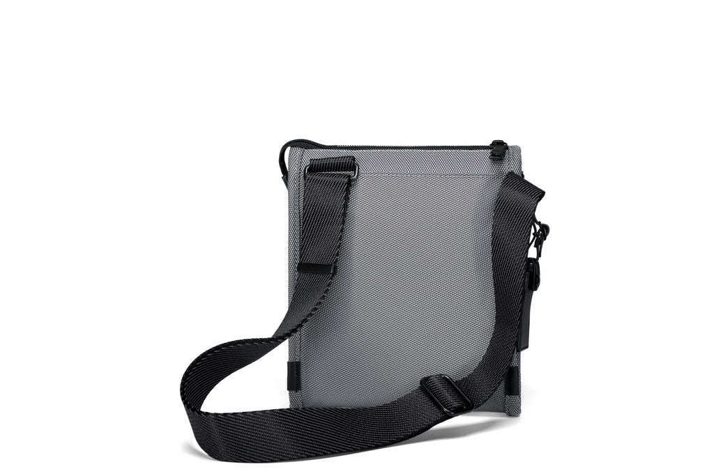 Q-SARTORIA Ballistic Nylon & Genuine Leather Crossbody Bag – Slim Minimalist Shoulder Bag for Travel & Everyday Carry