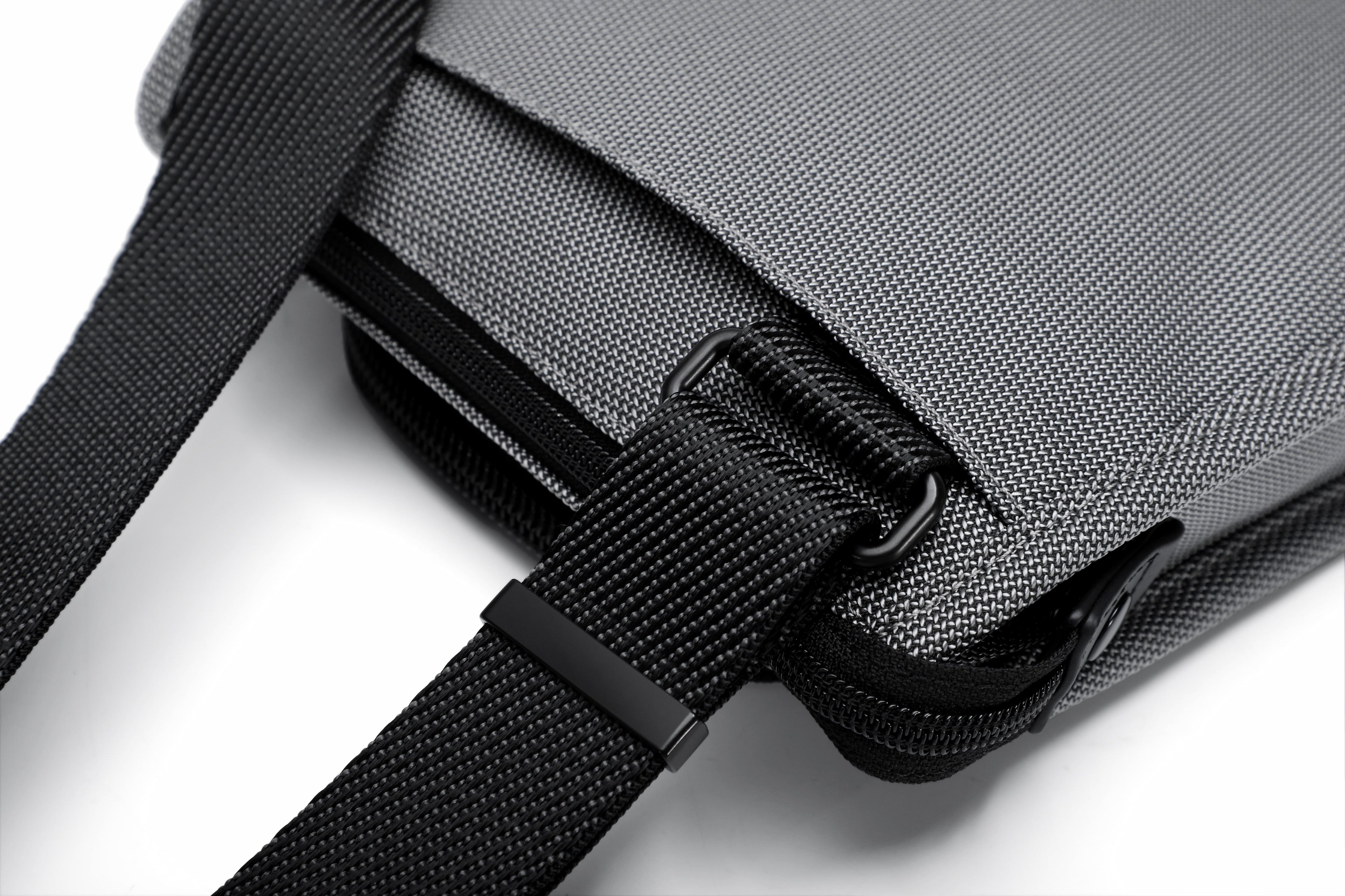 Q-SARTORIA Ballistic Nylon & Genuine Leather Crossbody Bag – Slim Minimalist Shoulder Bag for Travel & Everyday Carry