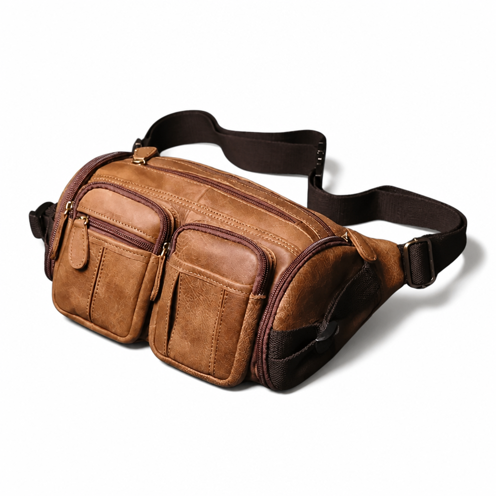 Q-SQUAD Genuine Leather Crossbody Chest Bag – Large Capacity Sling Shoulder Bag
