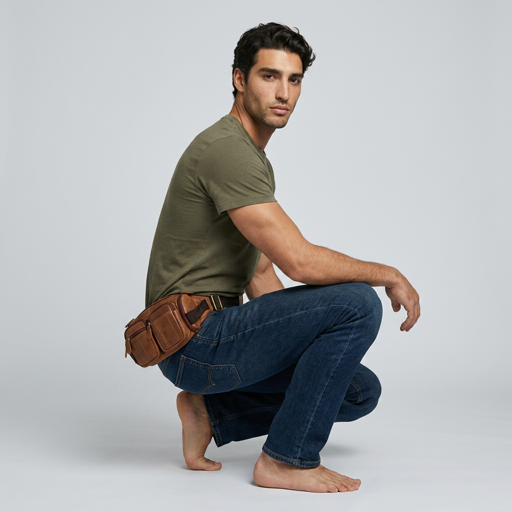 Q-SQUAD Genuine Leather Crossbody Chest Bag – Large Capacity Sling Shoulder Bag