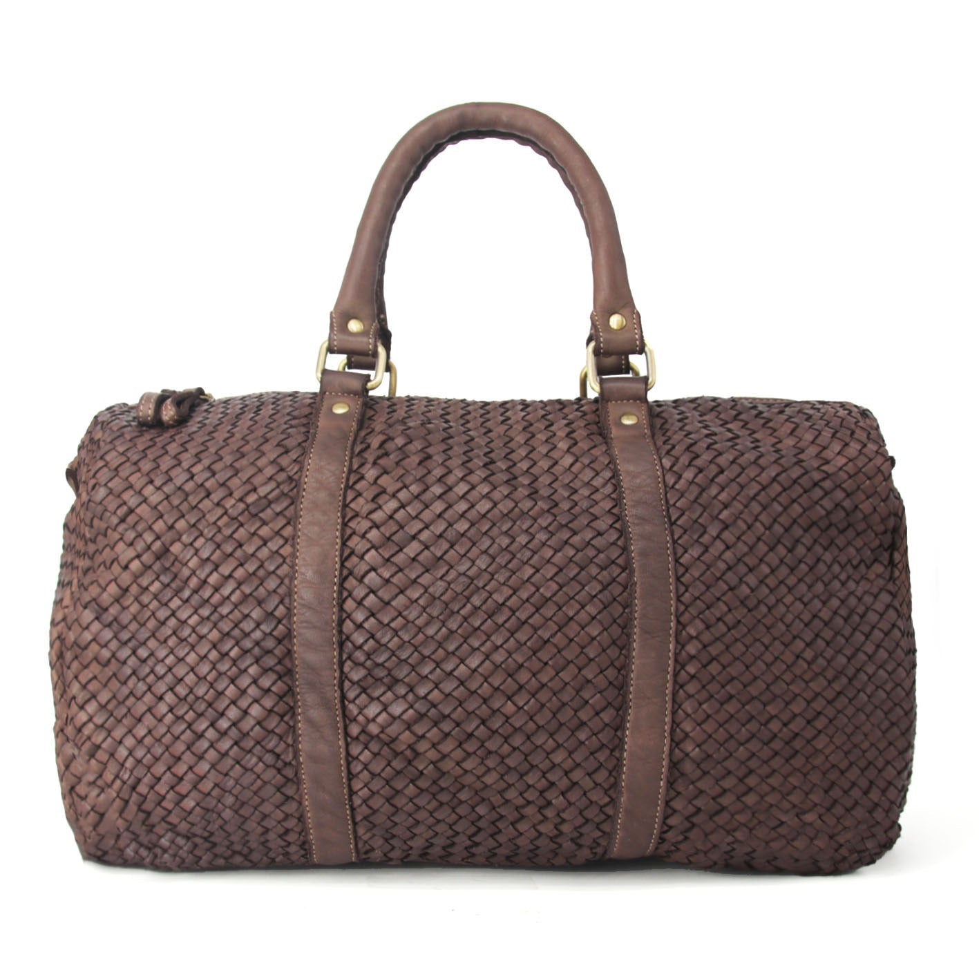 Q-SERENA Soft Woven Calfskin Holdall – Medium Weave, Full-Grain Italian Leather