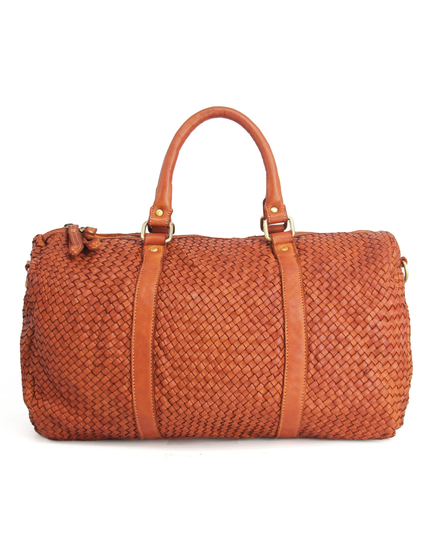Q-SERENA Soft Woven Calfskin Holdall – Medium Weave, Full-Grain Italian Leather