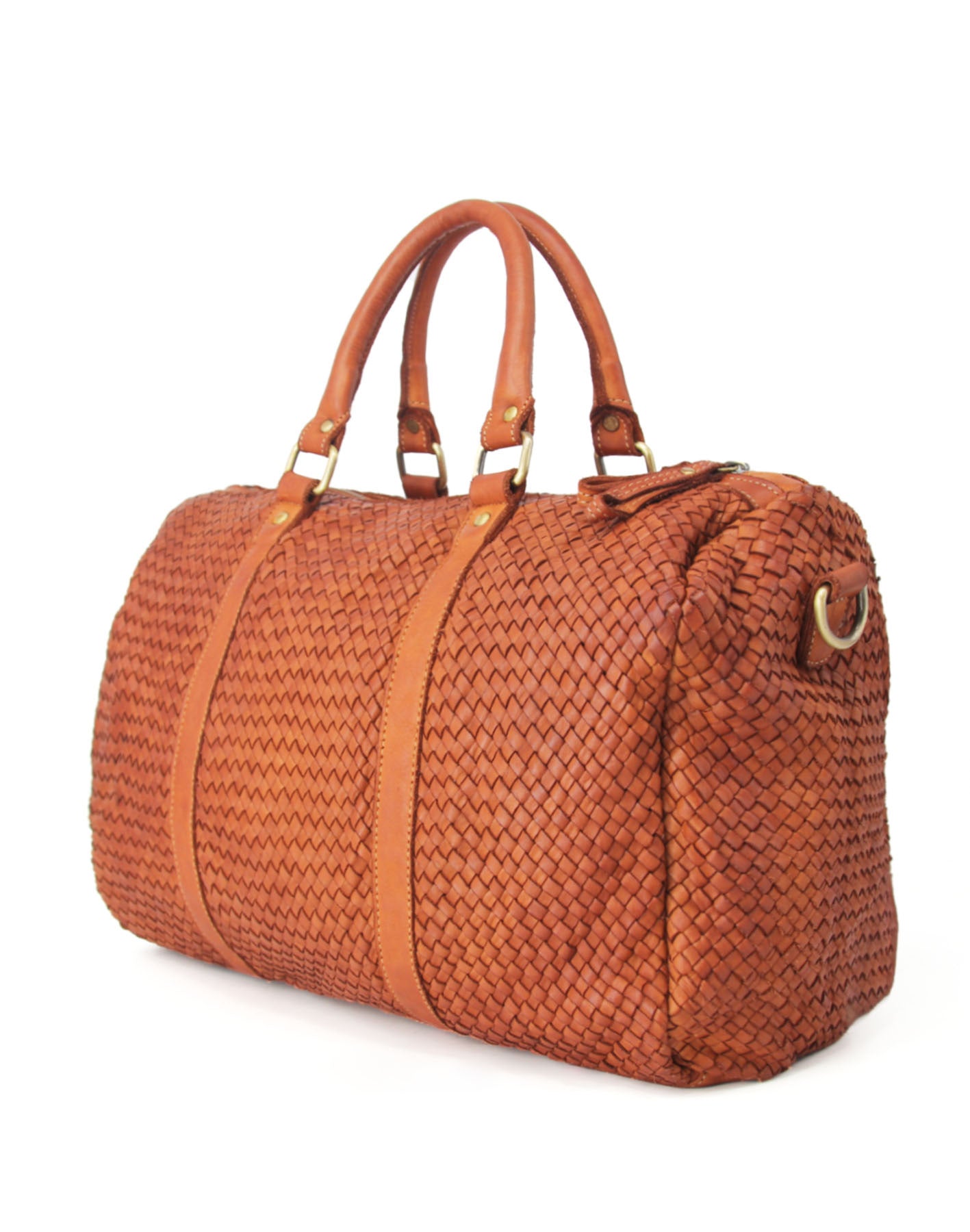 Q-SERENA Soft Woven Calfskin Holdall – Medium Weave, Full-Grain Italian Leather