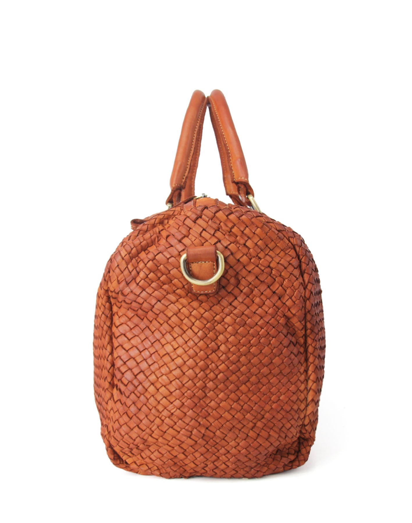Q-SERENA Soft Woven Calfskin Holdall – Medium Weave, Full-Grain Italian Leather