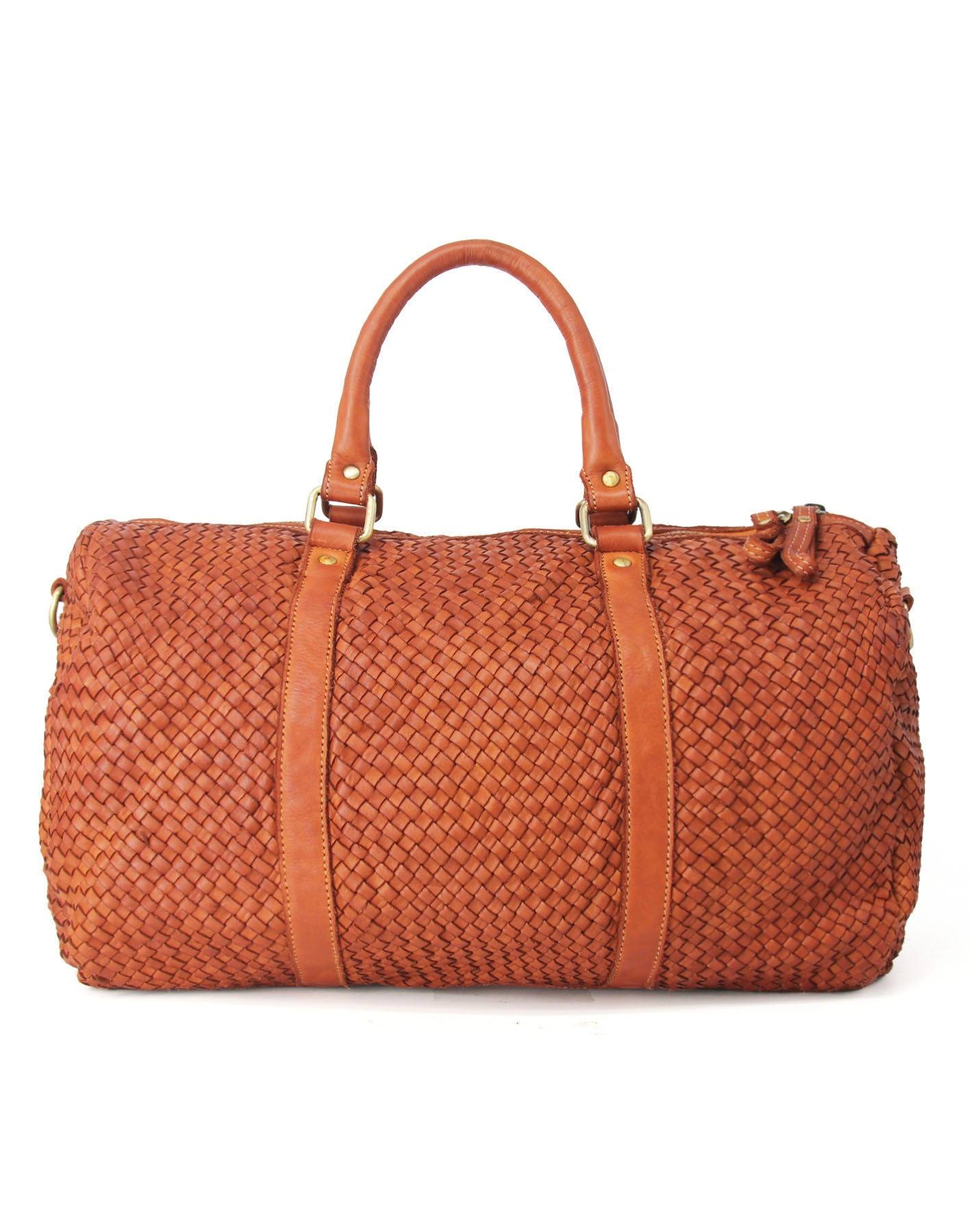 Q-SERENA Soft Woven Calfskin Holdall – Medium Weave, Full-Grain Italian Leather