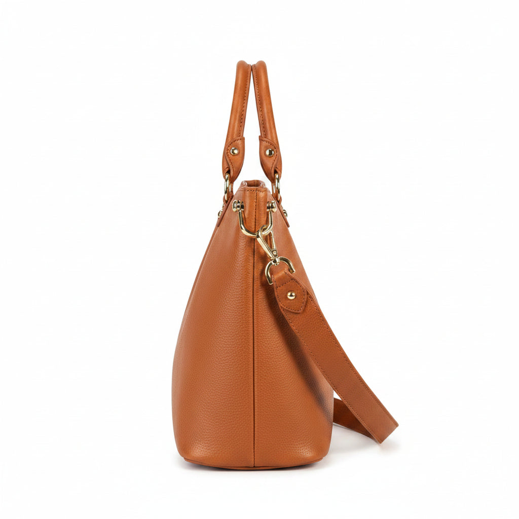 Q-SERENELLA Luxury Full-Grain Leather Handbag for Women – Crossbody, Shoulder & Top Handle