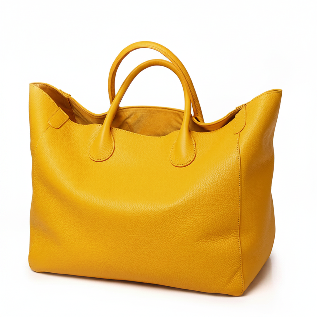 Q-SIGNORA Full-Grain Cowhide Leather Travel Tote Bag for Women – Large Capacity, Open Top