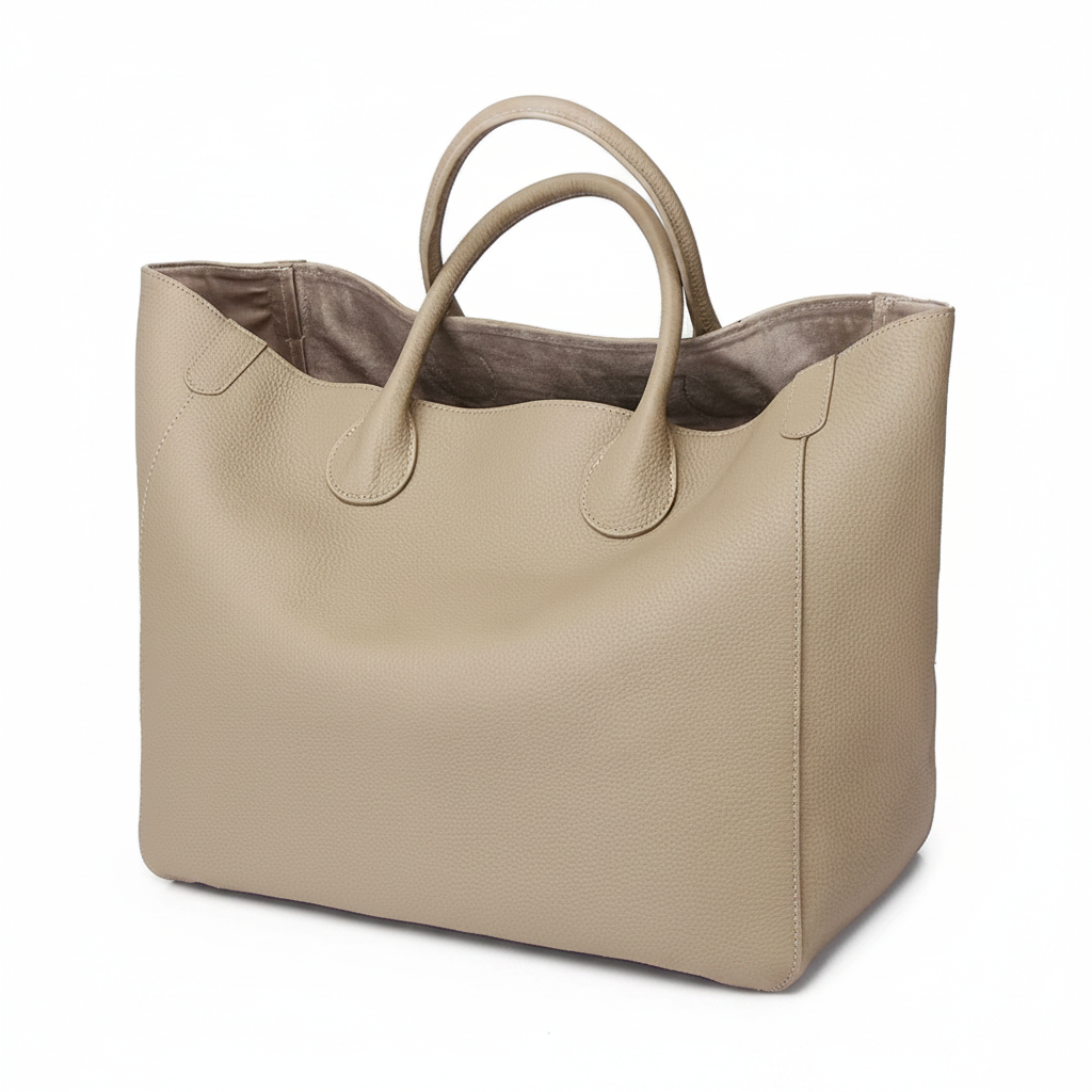 Q-SIGNORA Full-Grain Cowhide Leather Travel Tote Bag for Women – Large Capacity, Open Top