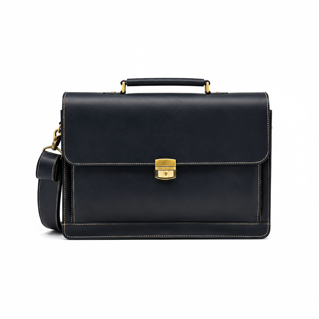 Q-SKYWALKER Vintage Crazy Horse Leather Briefcase – Waterproof, Scratch-Resistant & Laptop Messenger