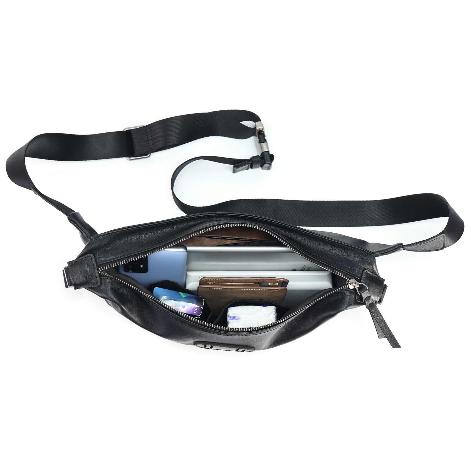 Q-SNIPER Large Capacity Leather Crossbody Chest Bag for Men | QUQUITO