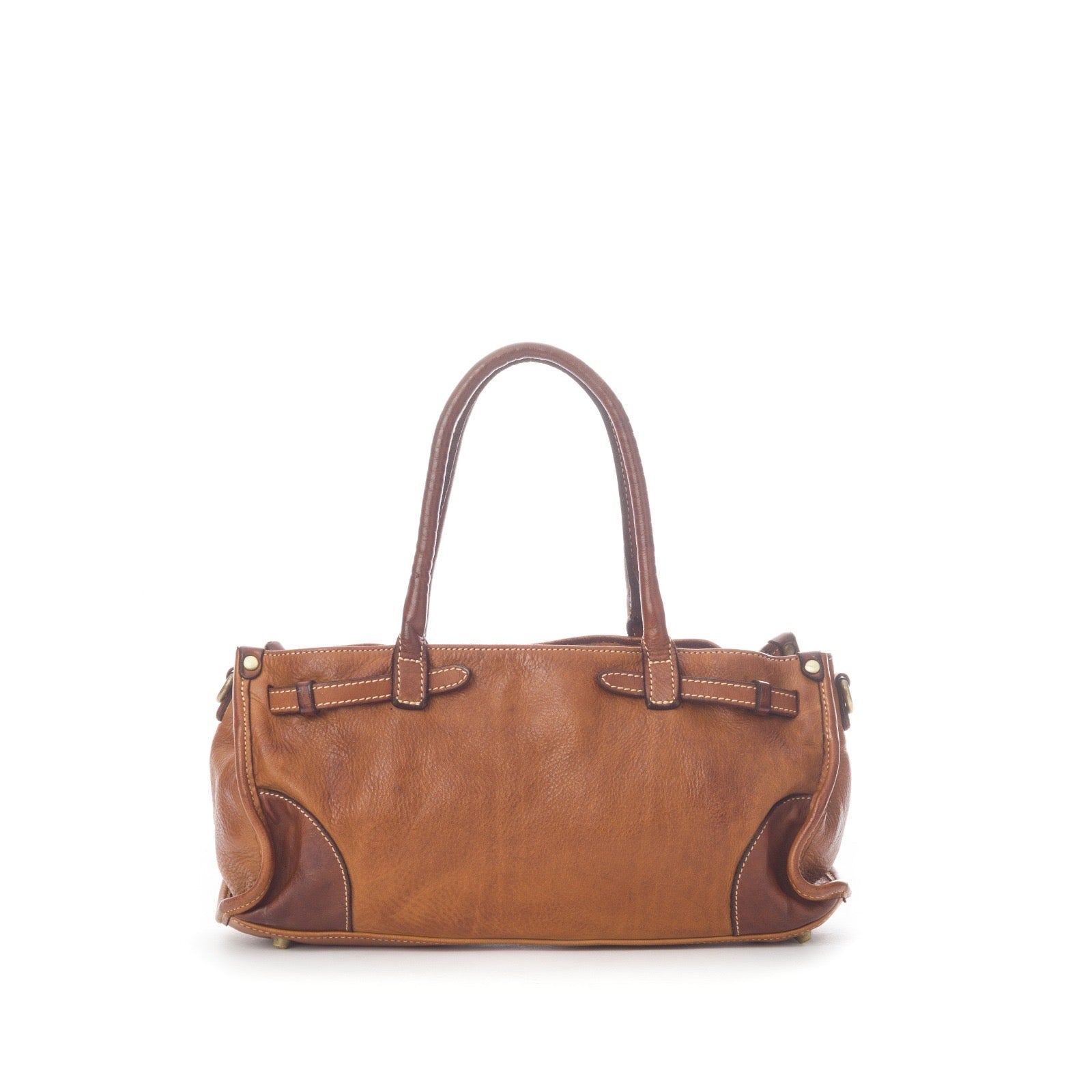Q-SOFIA Vintage Smooth Calfskin Bag – Italian Leather, Zip-Top & Adjustable Strap, Small