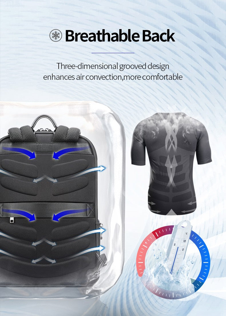 Q-STORM Genuine Leather Backpack – 15.6" Laptop, USB Charging Port, Anti-Theft