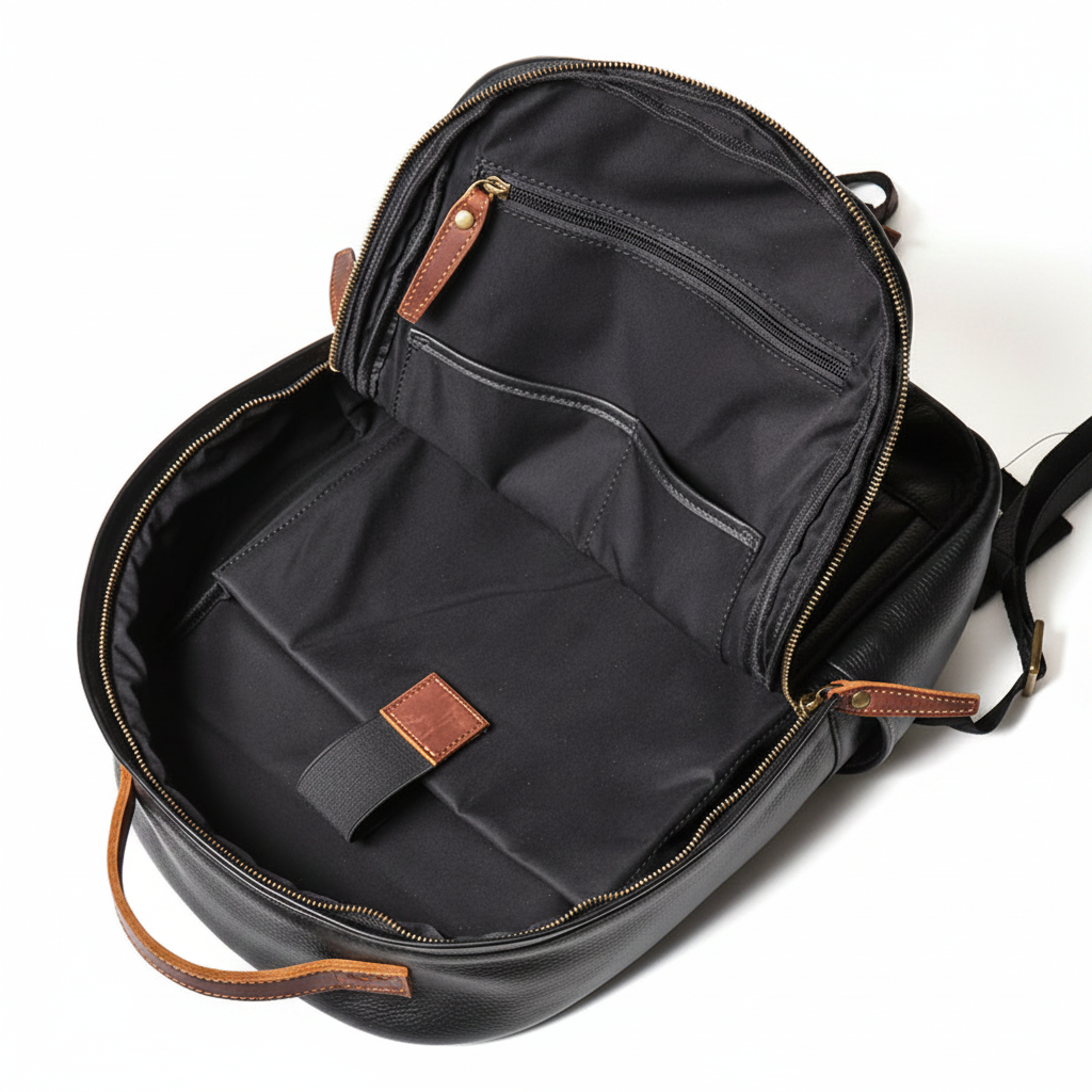 QUQUITO Full Grain Leather Laptop Backpack – Water-Resistant, Breathable & Patina-Developing