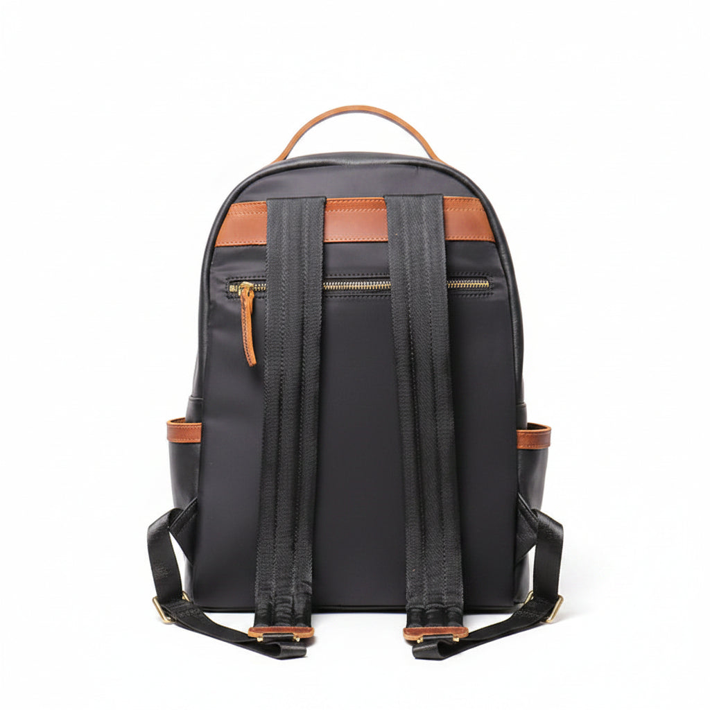 QUQUITO Full Grain Leather Laptop Backpack – Water-Resistant, Breathable & Patina-Developing