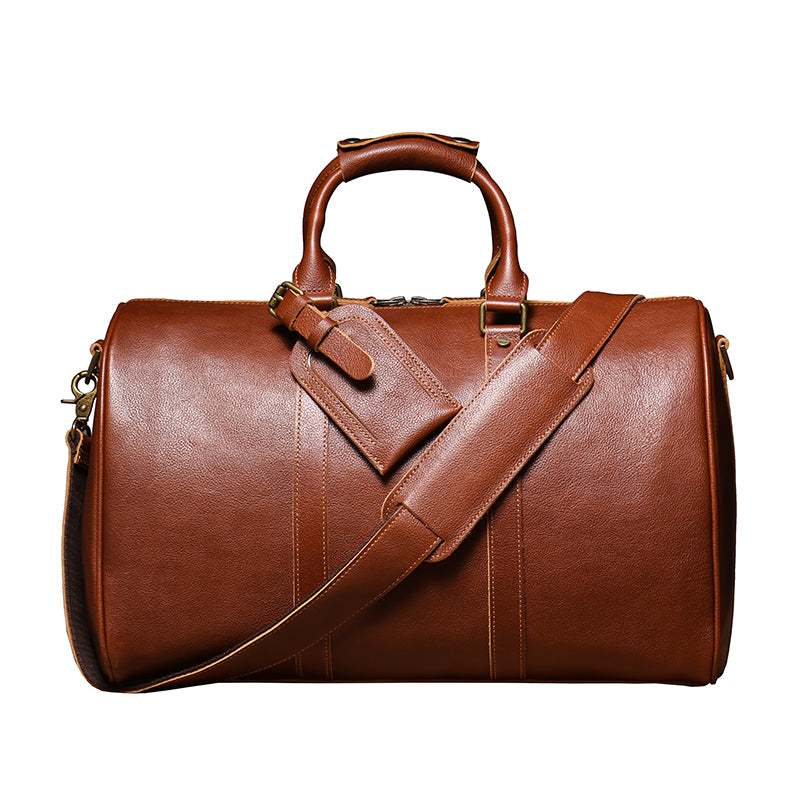 Q-TRAVEL Crazy Horse Leather Duffel Bag – Water-Resistant, Patina-Developing & Large Capacity
