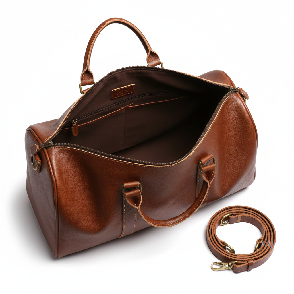 Q-TRAVEL Crazy Horse Leather Duffel Bag – Water-Resistant, Patina-Developing & Large Capacity