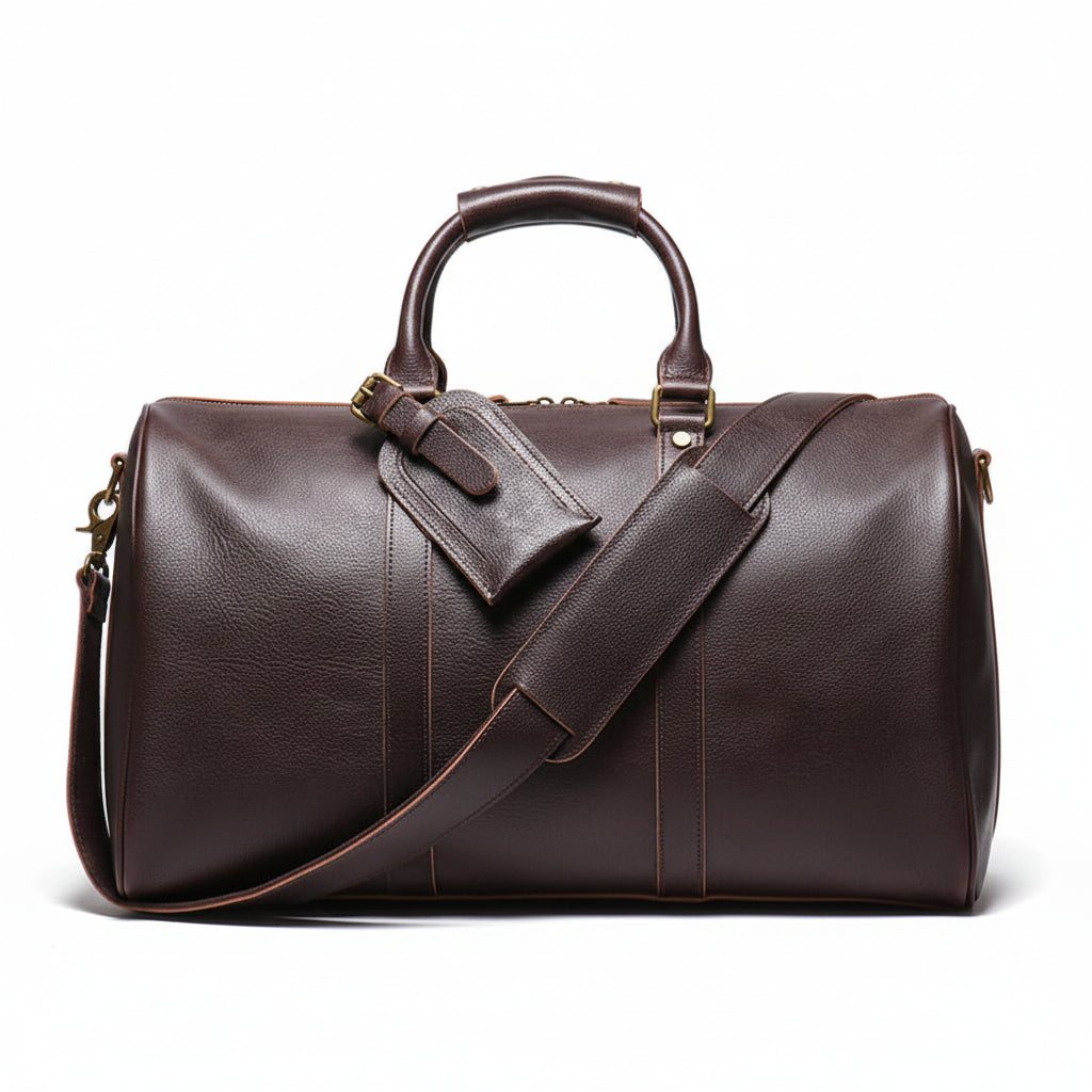 Q-TRAVEL Crazy Horse Leather Duffel Bag – Water-Resistant, Patina-Developing & Large Capacity