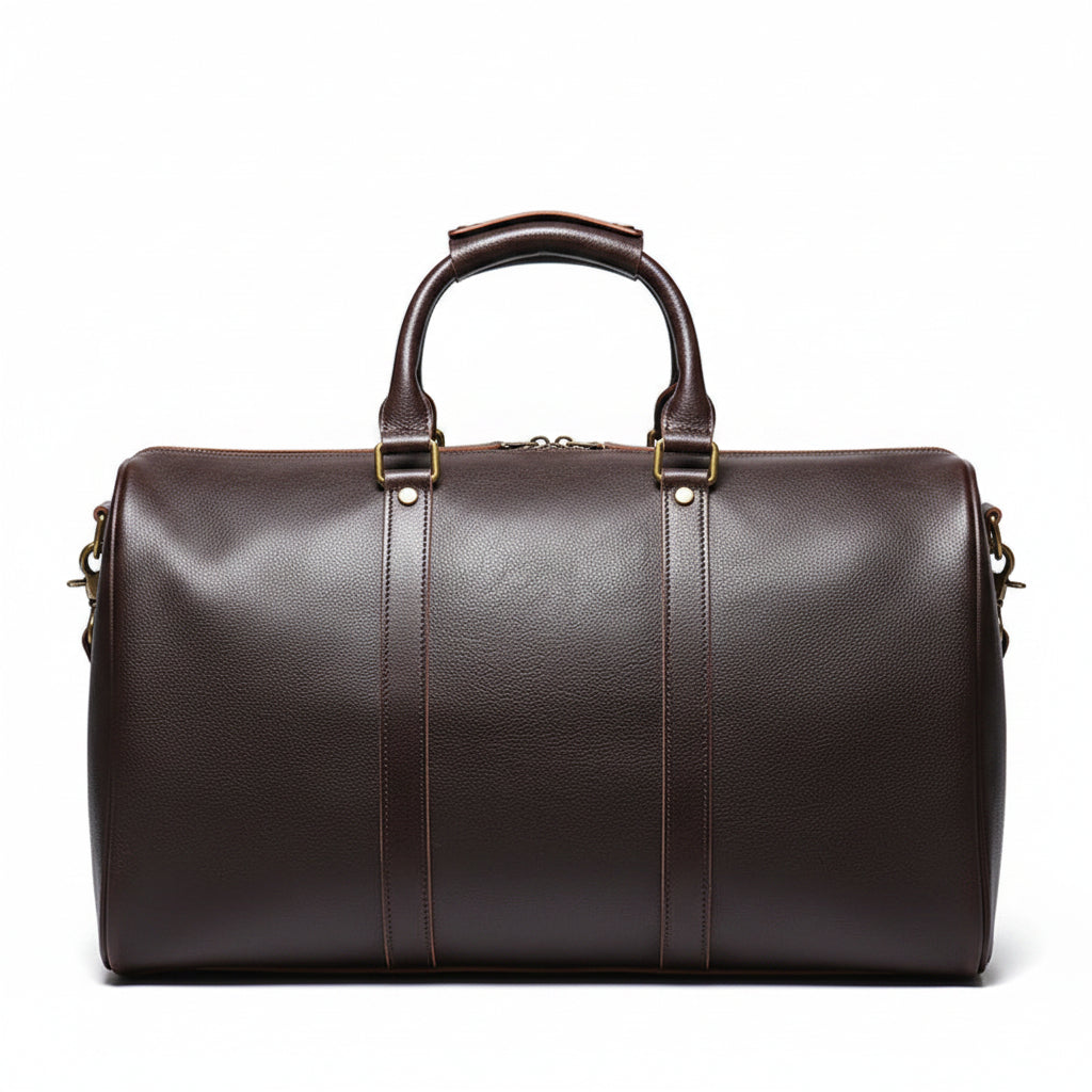 Q-TRAVEL Crazy Horse Leather Duffel Bag – Water-Resistant, Patina-Developing & Large Capacity