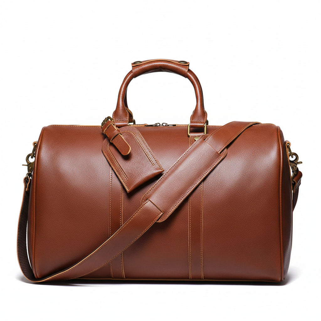Q-TRAVEL Crazy Horse Leather Duffel Bag – Water-Resistant, Patina-Developing & Large Capacity