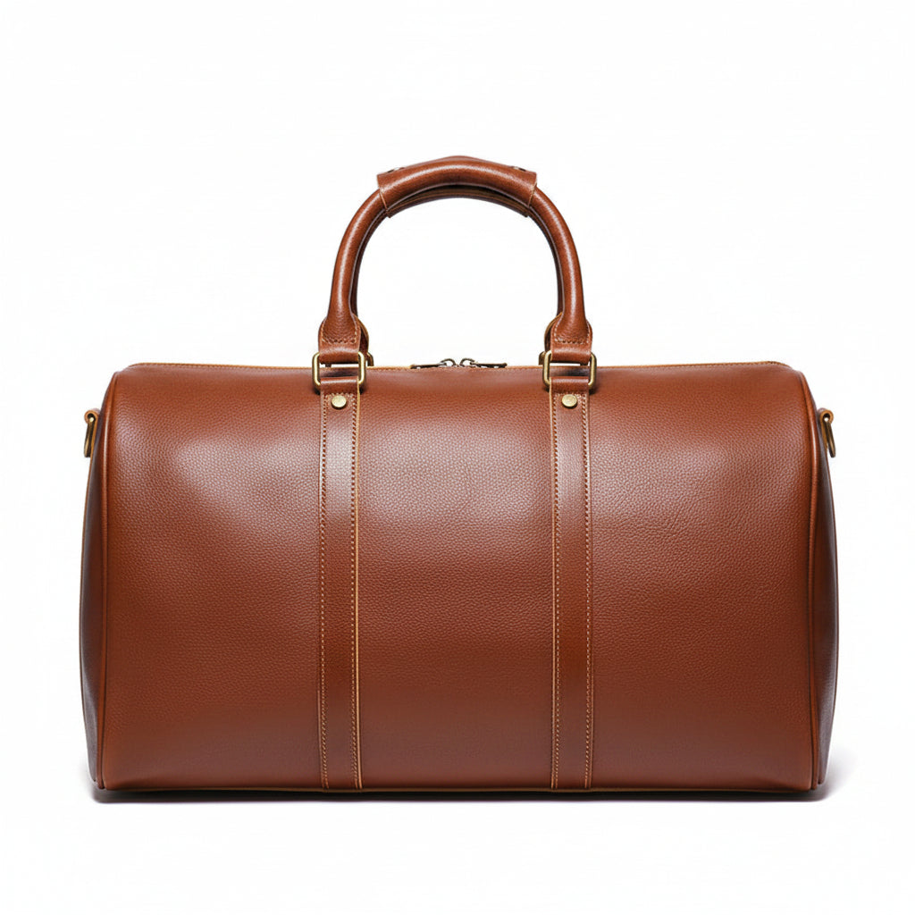 Q-TRAVEL Crazy Horse Leather Duffel Bag – Water-Resistant, Patina-Developing & Large Capacity