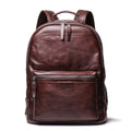 Q-TREK Full Grain Leather Backpack – Water-Resistant, Breathable & Patina-Developing, Brown