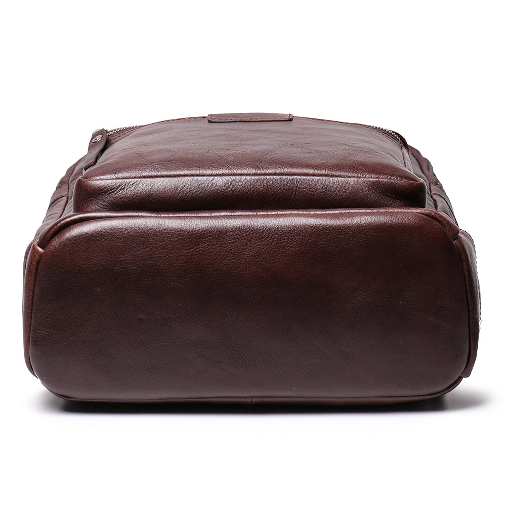 Q-TREK Full Grain Leather Backpack – Water-Resistant, Breathable & Patina-Developing, Brown