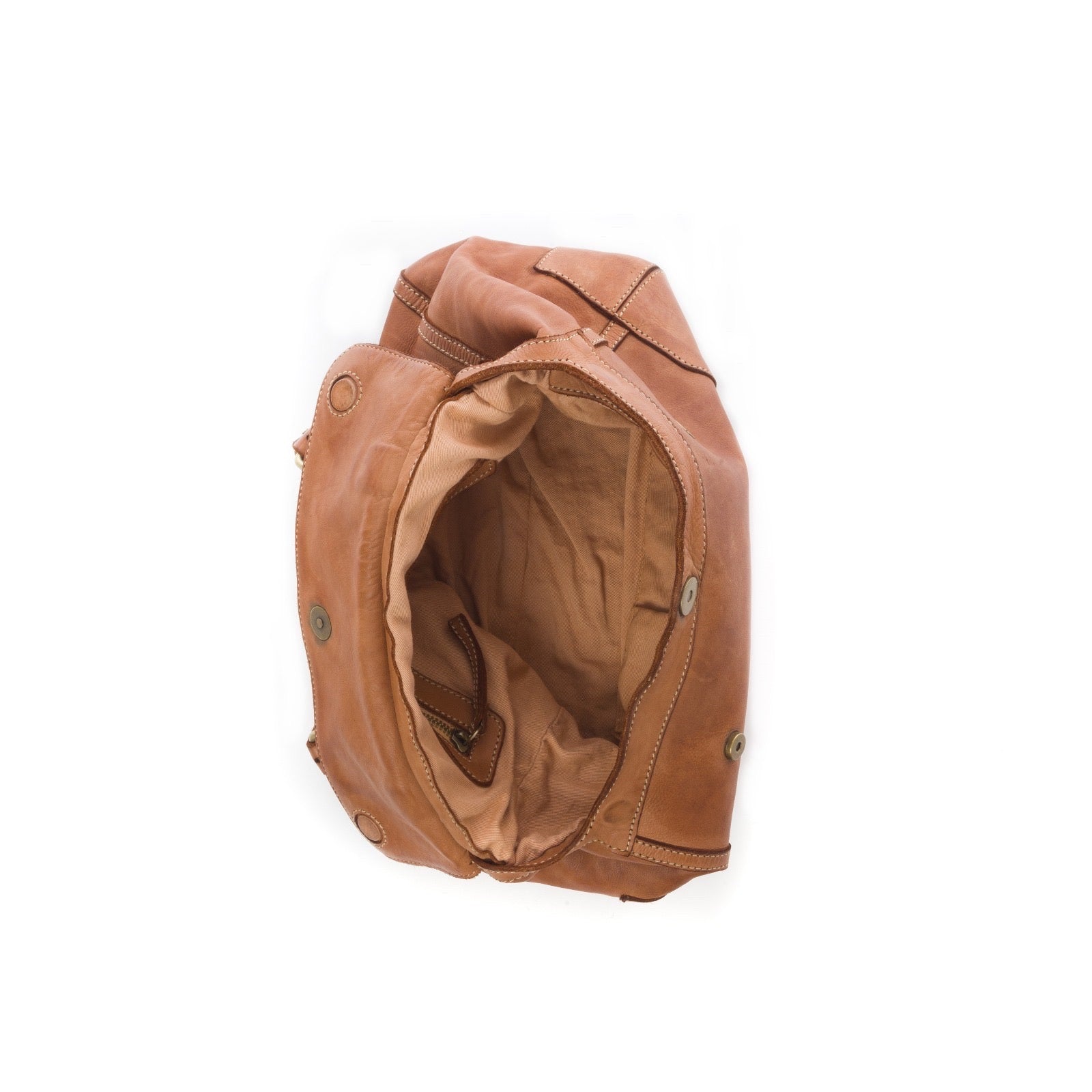 Q-TENORO Vintage Smooth Calfskin Bag – Italian Leather, Zip & Magnetic Flap Closure