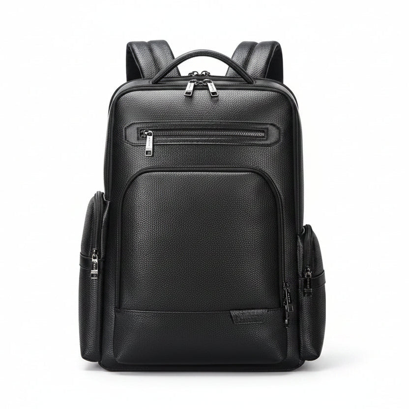 Q-THUNDER Genuine Leather Backpack – Large Capacity, USB Charging, TSA Lay-Flat & Ergonomic Straps
