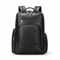 Q-THUNDER Genuine Leather Backpack – Large Capacity, USB Charging, TSA Lay-Flat & Ergonomic Straps